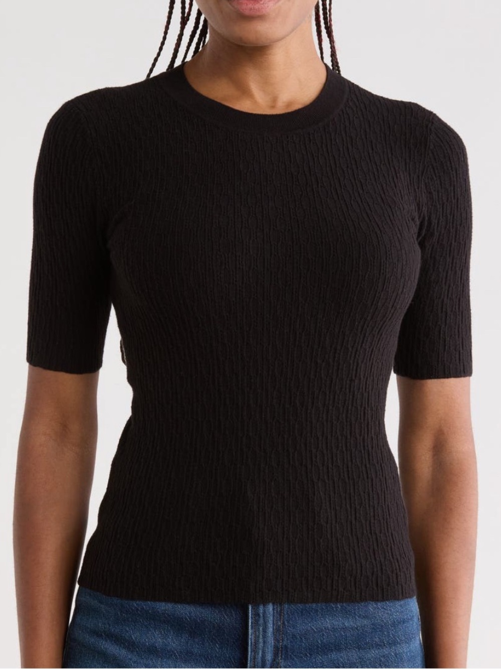 NWT Rag & Bone Black Tam Short Sleeve Sweater XS